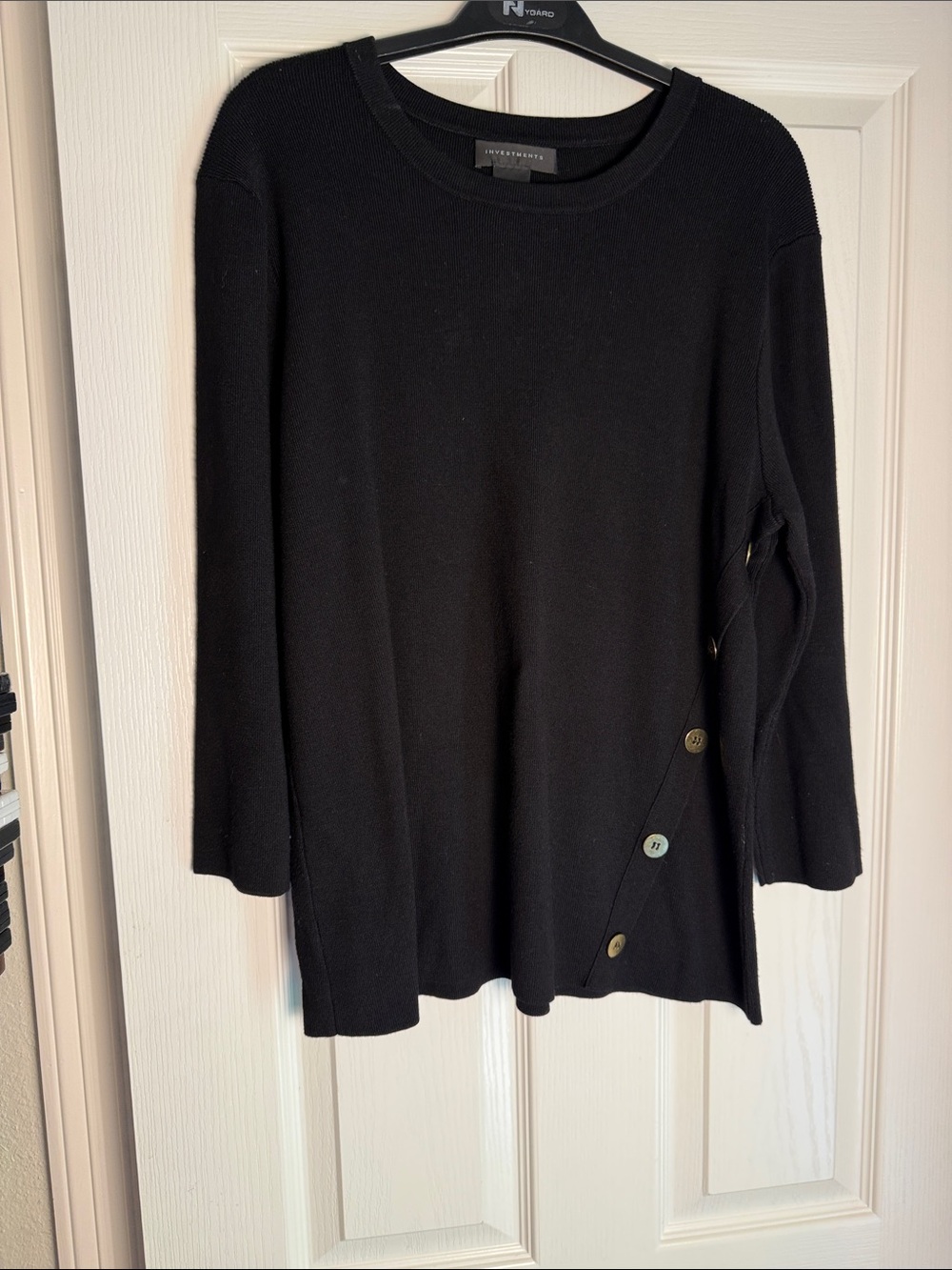 Investments Black Button-Accent Knit Tunic